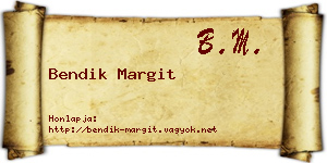 Bendik Margit névjegykártya